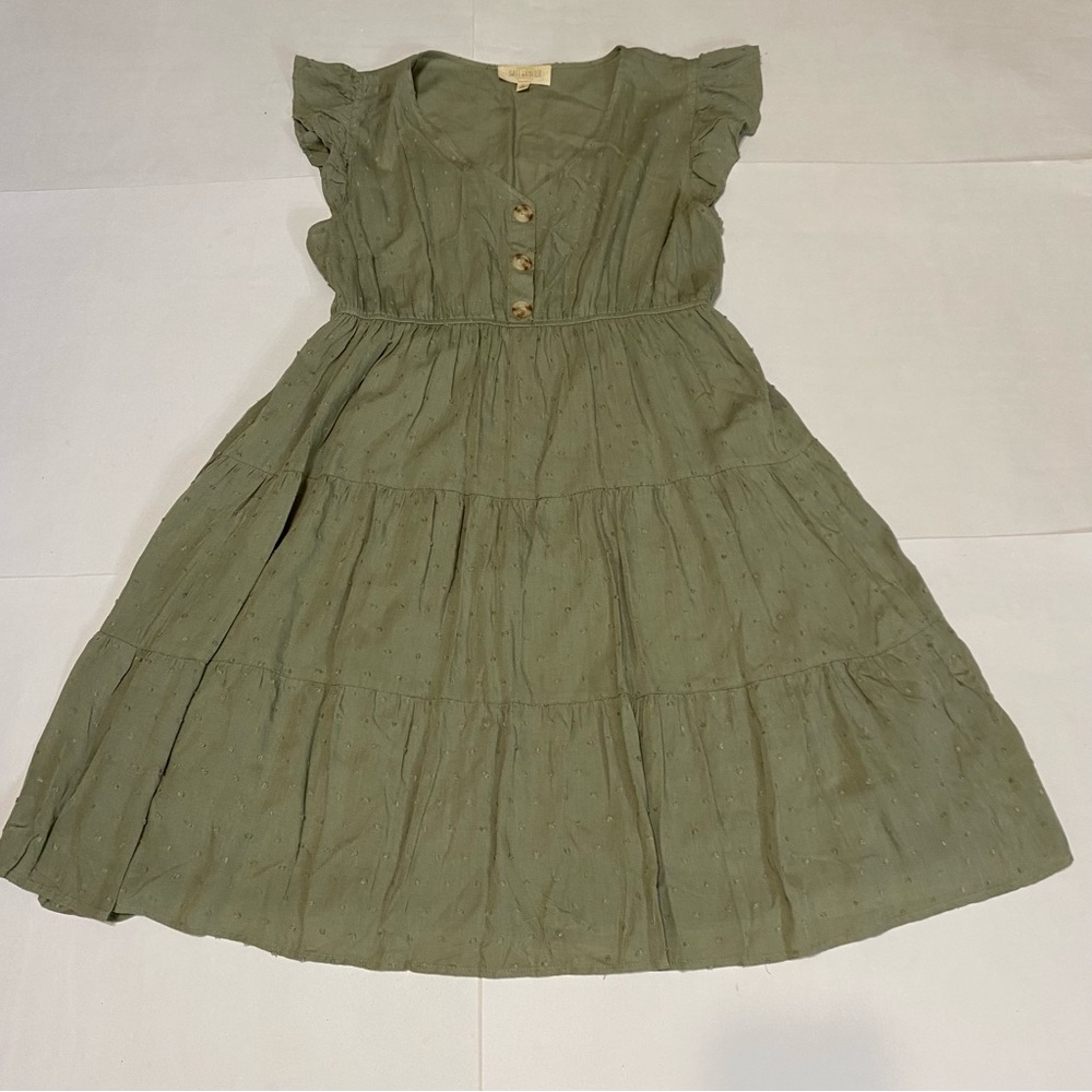 Sweet Wanderer Maternity Olive Green Ruffle Dress
